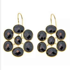 Carol Brodie Rarities SS Black Spinel Flower Earrings